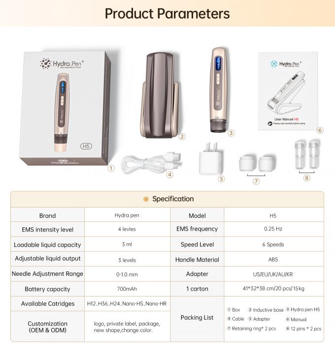 Chiếc b&uacute;t mới Hydra Pen H5 Mesotherapy Serum Applicator Beauty Skin Care Bio Exosome Derma Microneedling Pen 4
